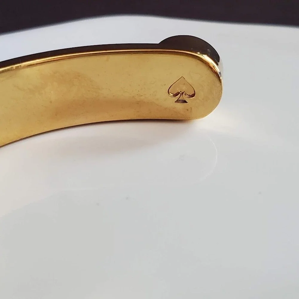 Kate Spade Draw The Line Gold Tone Cuff Bracelet with Black Crystal Accents - Picture 3 of 8